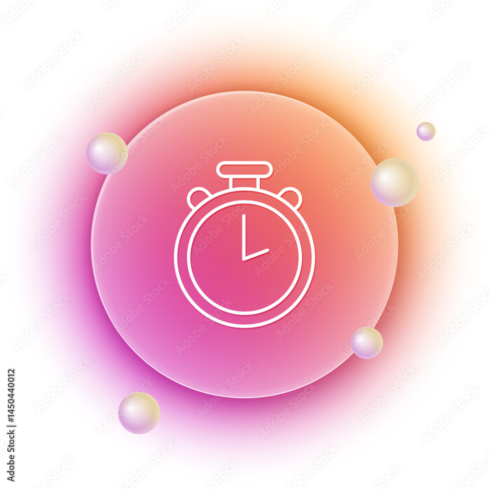 Poster white stopwatch icon isolated on white background. time timer sign. chronometer sign. orange and pin