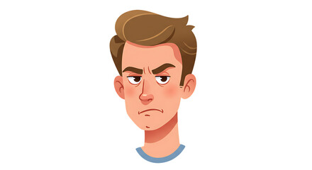 Cartoon Illustration of a Displeased Male Character