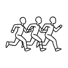 running group icon, running group line art - simple line art of running group, perfect for running group logos and icons