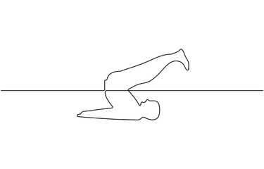 Yoga in one continuous line drawing. One line poster. Outline Yoga Lotus Pose. For interior design and presentations. Vector illustration.