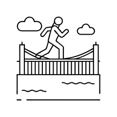 running over a bridge icon, running over a bridge line art - simple line art of running over a bridge, perfect for running over a bridge logos and icons
