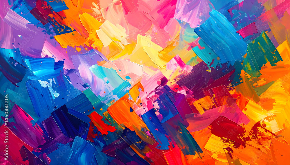 Poster a symphony of colors a dance of brush strokes creating a vibrant and captivating effect suitable for