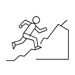 running uphill icon, running uphill line art - simple line art of running uphill, perfect for running uphill logos and icons