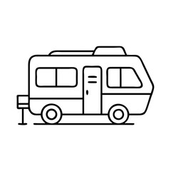 rv camper icon, rv camper line art - simple line art of rv camper, perfect for rv camper logos and icons