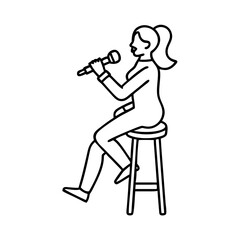Fototapeta premium singer on a stool icon, singer on a stool line art - simple line art of singer on a stool, perfect for singer on a stool logos and icons