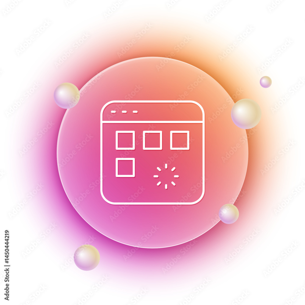 Poster white loading a data window with a progress bar icon isolated on white background. orange and pink g