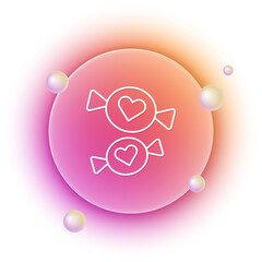 White Candy icon isolated on white background. Orange and pink gradient circle background. Vector