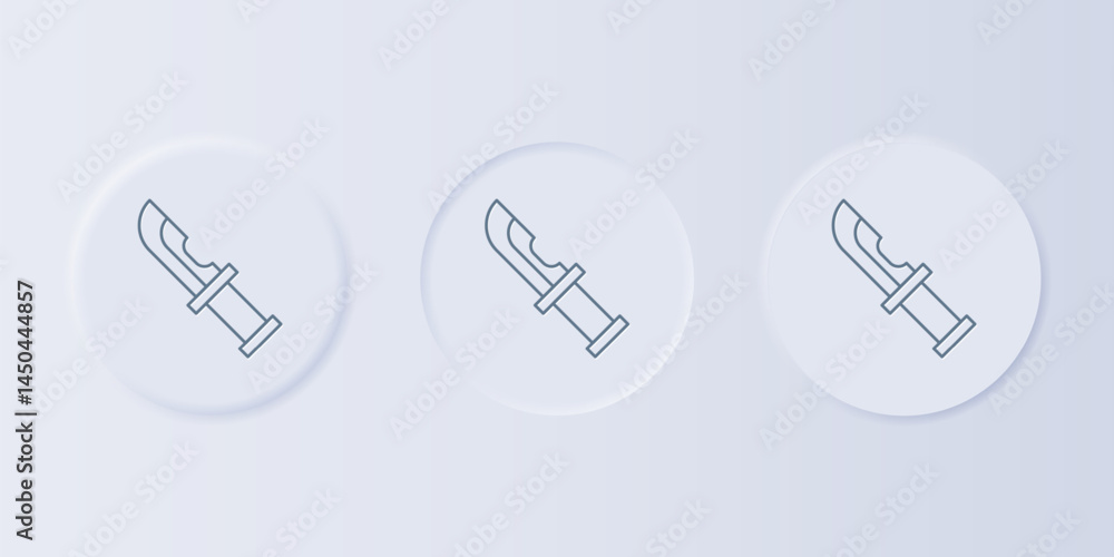 Poster grey hunter knife icon isolated on grey background. army knife. set icons in square buttons. vector