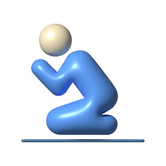 Simple visual icon symbolizing worship and submission in 3d style