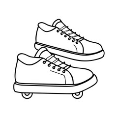 skateboarding shoes icon, skateboarding shoes line art - simple line art of skateboarding shoes, perfect for skateboarding shoes logos and icons