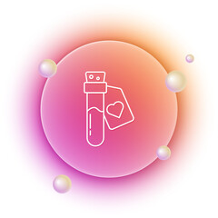 White Bottle with love potion icon isolated on white background. Valentines day symbol. Orange and pink gradient circle background. Vector