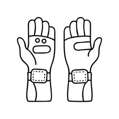 skateboarding wrist guards icon, skateboarding wrist guards line art - simple line art of skateboarding wrist guards, perfect for skateboarding wrist guards logos and icons