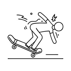 Fototapeta premium skater falling off board icon, skater falling off board line art - simple line art of skater falling off board, perfect for skater falling off board logos and icons