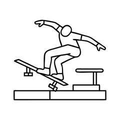 skater jumping over an obstacle icon, skater jumping over an obstacle line art - simple line art of skater jumping over an obstacle, perfect for skater jumping over an obstacle logos and icons