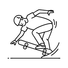 skater performing a revert icon, skater performing a revert line art - simple line art of skater performing a revert, perfect for skater performing a revert logos and icons