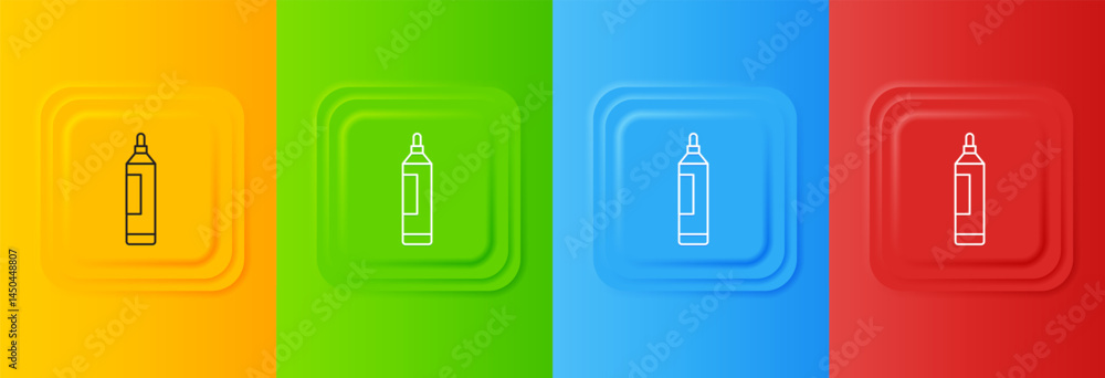 Poster white marker pen icon isolated on colorful background. set icons in square buttons. vector
