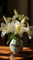Elegant white lilies in vase