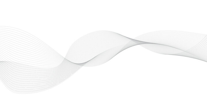 Abstract grey, white smooth element swoosh speed wave modern stream transparent background. Abstract wave line for banner, template, wallpaper background with wave design. Vector illustration	
