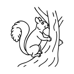 Obraz premium squirrel on a tree icon, squirrel on a tree line art - simple line art of squirrel on a tree, perfect for squirrel on a tree logos and icons