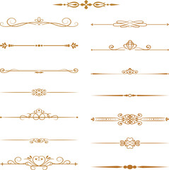 Elegant Gold Divider Ornaments | Vintage Flourish Line Art for Invitations & Design