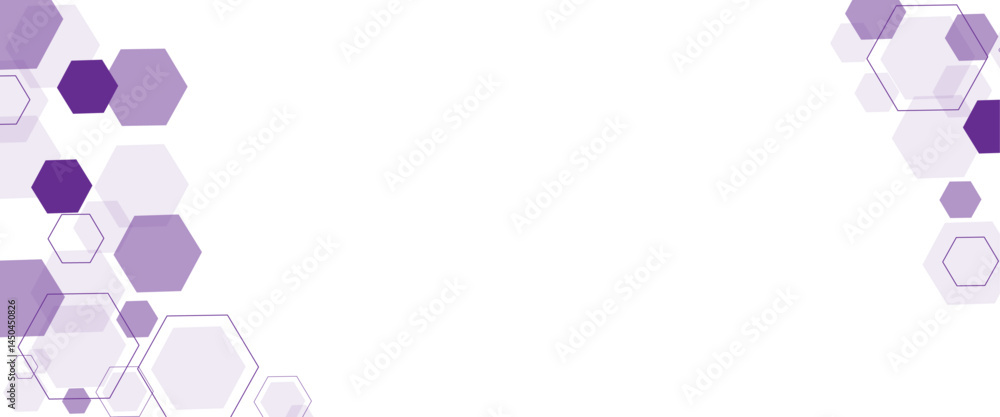 Aufkleber Geometric abstract background with purple hexagons. Computer network concept. Medical, technology or science design