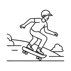 street skater icon, street skater line art - simple line art of street skater, perfect for street skater logos and icons