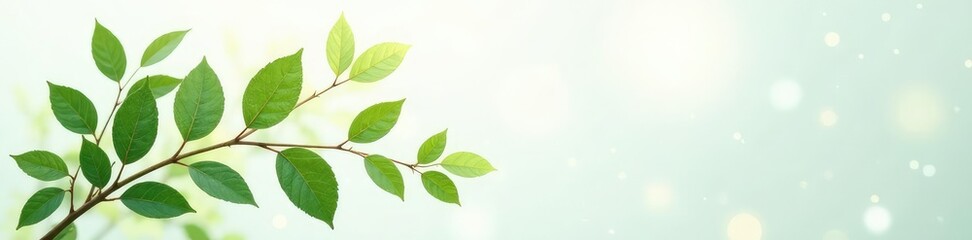 Naklejka premium Delicate leaf clusters on a minimalist white background, clean, abstract, green