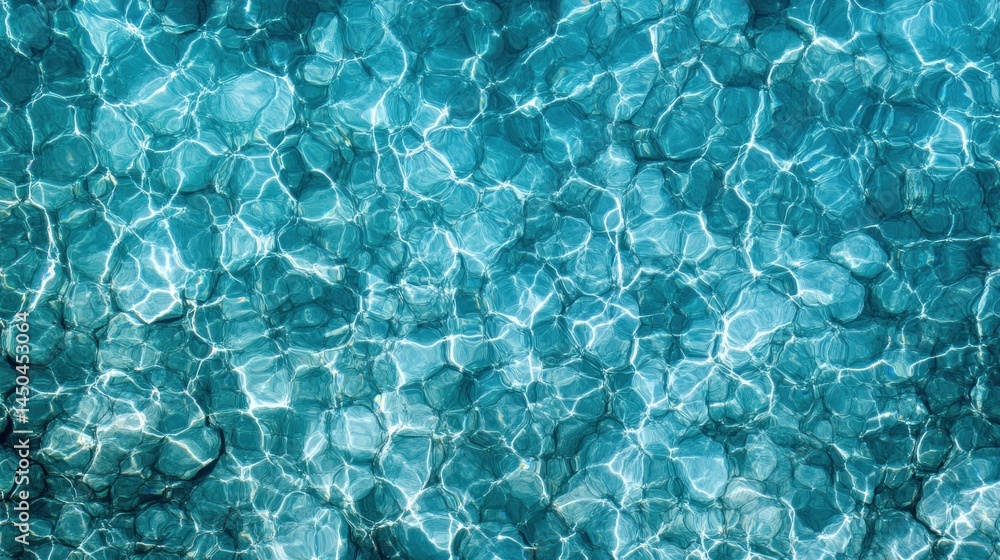 Poster turquoise water surface with refracted light creates an abstract pattern texture