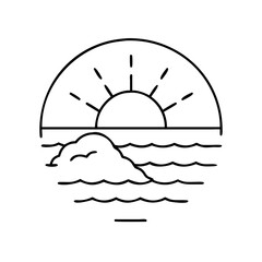 sunset view icon, sunset view line art - simple line art of sunset view, perfect for sunset view logos and icons