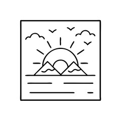 sunset view icon, sunset view line art - simple line art of sunset view, perfect for sunset view logos and icons