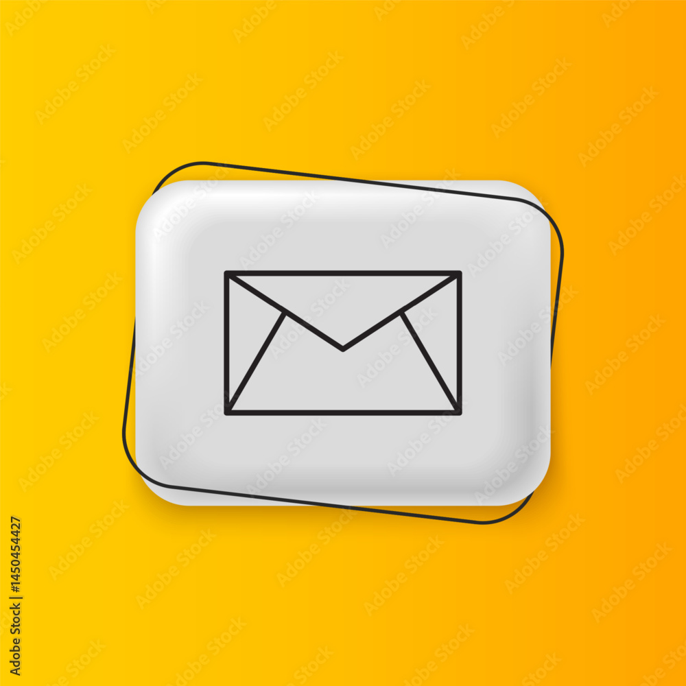 Poster black mail and e-mail icon isolated on yellow background. envelope symbol e-mail. email message sign