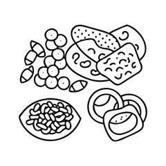 trail mix and snacks icon, trail mix and snacks line art - simple line art of trail mix and snacks, perfect for trail mix and snacks logos and icons