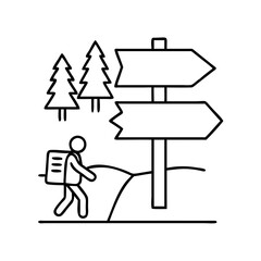 trail sign icon, trail sign line art - simple line art of trail sign, perfect for trail sign logos and icons