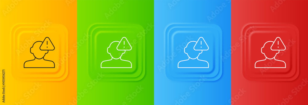 Poster white finding a problem in psychology icon isolated on colorful background. set icons in square butt