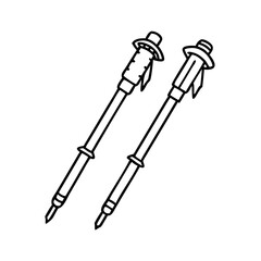 trekking poles icon, trekking poles line art - simple line art of trekking poles, perfect for trekking poles logos and icons
