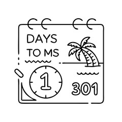 vacation countdown icon, vacation countdown line art - simple line art of vacation countdown, perfect for vacation countdown logos and icons