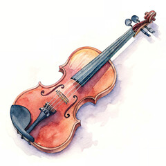 Obraz premium a violin watercolor hand paint on a solid white background