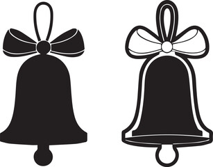 christmas bells vector, christmas bell silhouette vector icon set, silhouette vector illustration