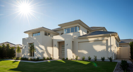 Fototapeta premium Modern Architecture Exterior Of A Stylish House In An Australian Suburb