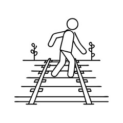 walking along railway tracks icon, walking along railway tracks line art - simple line art of walking along railway tracks, perfect for walking along railway tracks logos and icons