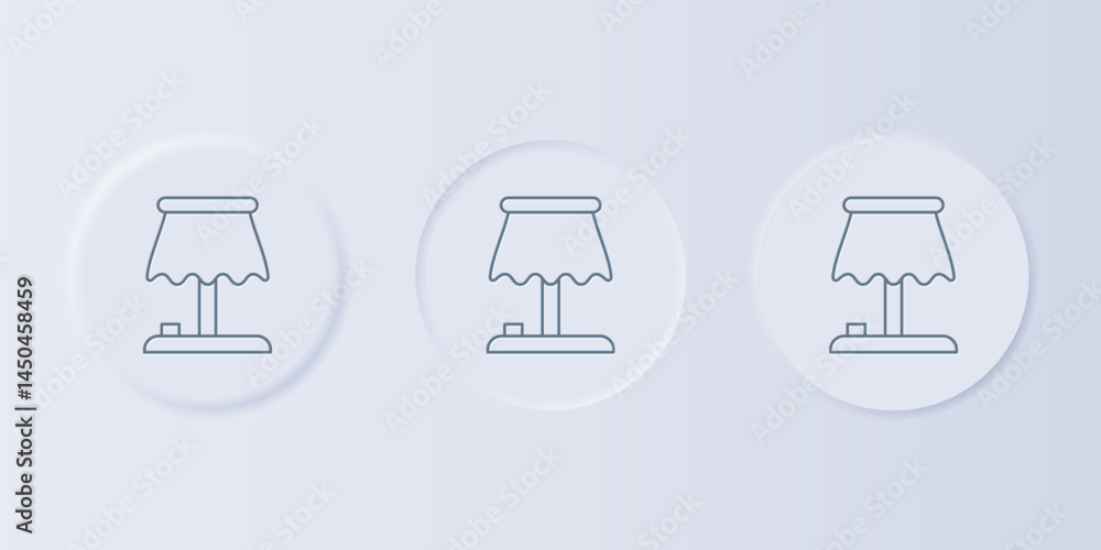 Poster grey table lamp icon isolated on grey background. set icons in square buttons. vector
