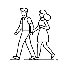 walking couple icon, walking couple line art - simple line art of walking couple, perfect for walking couple logos and icons