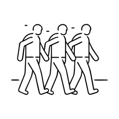 walking group icon, walking group line art - simple line art of walking group, perfect for walking group logos and icons