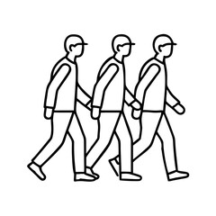 walking group icon, walking group line art - simple line art of walking group, perfect for walking group logos and icons
