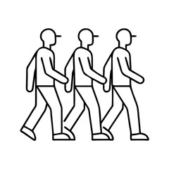 walking group icon, walking group line art - simple line art of walking group, perfect for walking group logos and icons