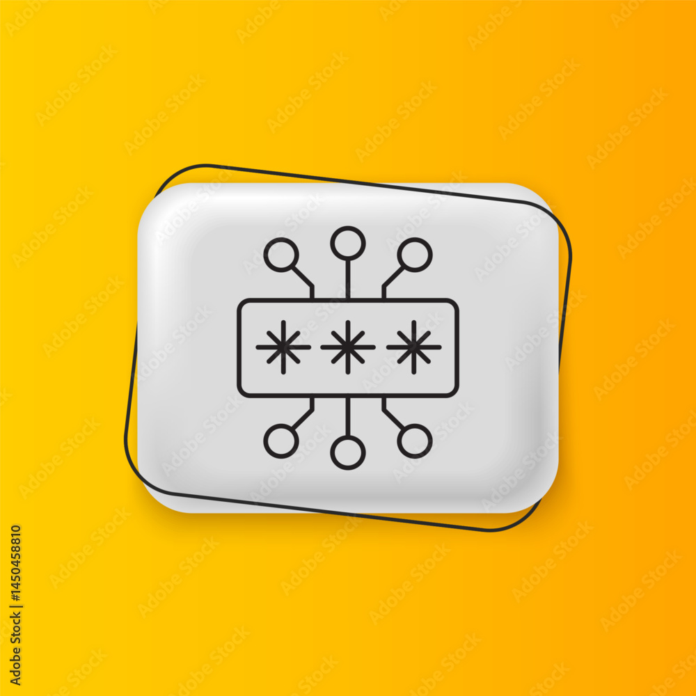 Poster black cyber security icon isolated on yellow background. closed padlock on digital circuit board. sa