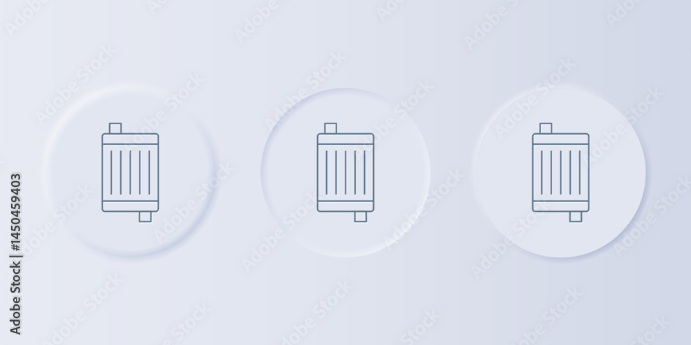 Poster grey car radiator cooling system icon isolated on grey background. set icons in square buttons. vect