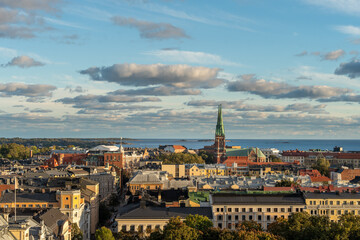 Fototapeta premium Helsinki Cityscape Under a Dramatic Sky