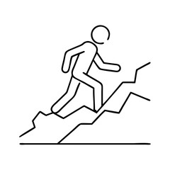 walking uphill icon, walking uphill line art - simple line art of walking uphill, perfect for walking uphill logos and icons