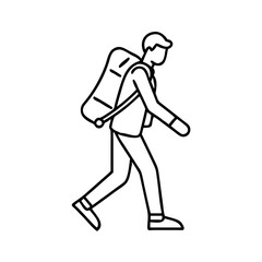 walking with backpack icon, walking with backpack line art - simple line art of walking with backpack, perfect for walking with backpack logos and icons